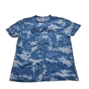 Old Navy Tie-Dye Logo Crew-Neck T-Shirt Blue Soft Washed Size Medium